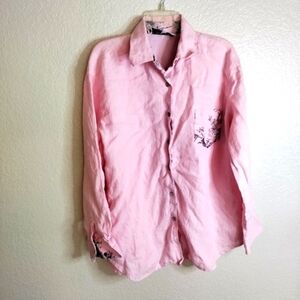 Tasha Polizzi for saddleblanket pink linen button down shirt Sz Xl